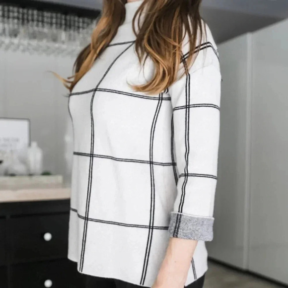 Tahari windowpane high neck sweater - Picture 7 of 10